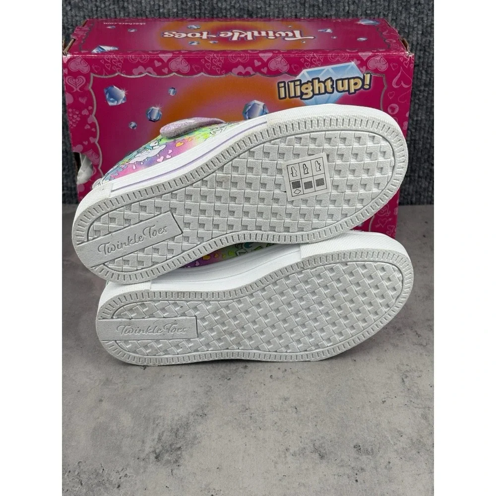 Skechers Twinkle Toes Girls Light Up Glitter Unicorn Low Top Sneaker US 10.5 Kid